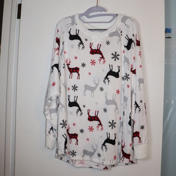 Secret Treasures Sleepwear Essentials Long Sleeve Festive Winter Pajama Top 3x - Picture 1 of 3